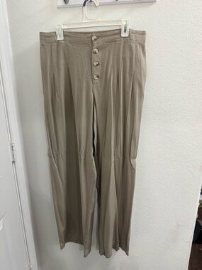 Rewash Taupe Button-Front Wide-Leg Chinos